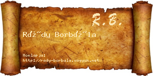 Rády Borbála névjegykártya